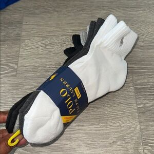 Polo Ralph Lauren Socks Short ankle Mens white black gray NEW NWT 4 pairs